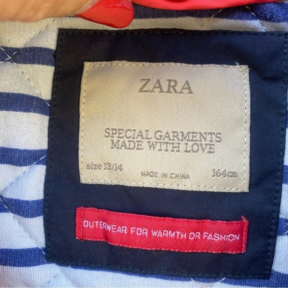 Zara Versatile Blue Hooded Jacket with Removable Vest Girls Size 13/14 - Picture 9 of 10